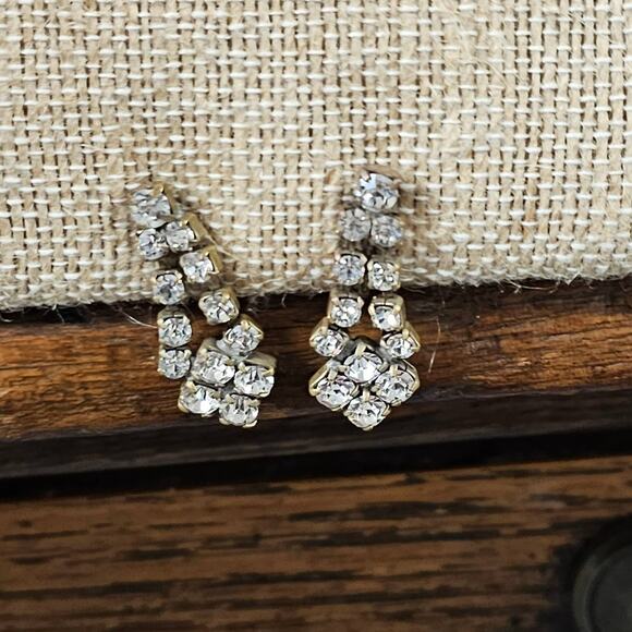 Unbranded Jewelry - Antique 20s Earrings Screw-backs Rhinestone Art Deco Glam Lux